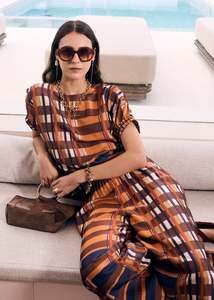 Pol: POL LATTICE TOP AMBER CHECK