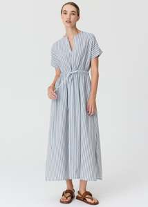 POL BAY DRESS BLUE/CHOC STRIPE