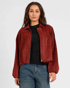 Jackets Coats: STORM FAUX SUEDE JACKET RUST