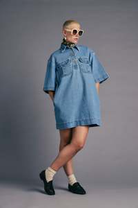 Dresses Jumpsuits: KAREN WALKER TRAVELLERS SHIRT DRESS LIGHT BLUE OUTLAND DENIM