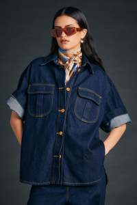 Jackets Coats: KAREN WALKER MOD SHIRT INDIGO OUTLAND DENIM
