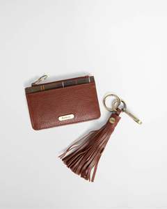 Handbags: BARBOUR ALDER LEATHER GIFT SET CLASSIC BROWN/ TARTAN