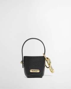 BARBOUR LEATHER CEDAR BAG CHARM BLACK