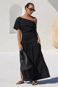 AMONG THE BRAVE PROXIMITY BLACK TEE SHIRT MAXI DRESS