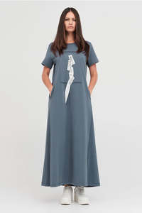 TAYLOR SECTOR DRESS INDIGO/IVORY