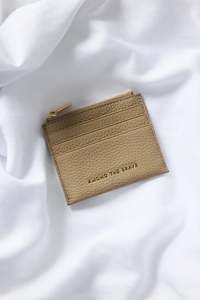 Handbags: AMONG THE BRAVE SMALL TAUPE LEATHER CARD HOLDER