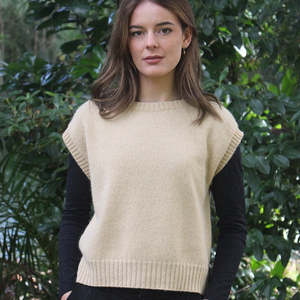Wear: Alpaca Plain Crew Neck Vest - Honey