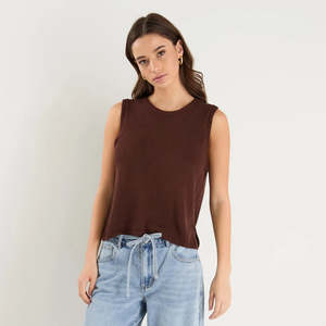 Wear: Salute Relaxed Sleeveless Knit Tank Top - Chocolate