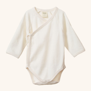 Baby 1: Long Sleeve  Kimono Bodysuit - Natural