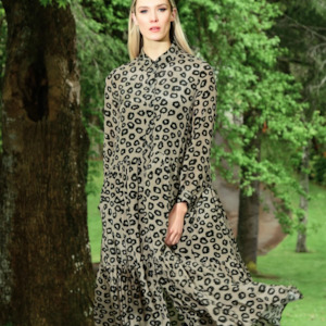 Head to Toe Dress - Beige Leopard