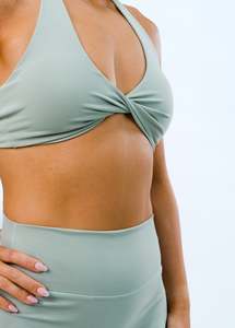 Tops: TWIST CROP . PISTACHIO