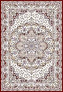 Traditional Design Rug: Anahita Collection Rug - Regal Floral Medallion in Cream and Burgundy
