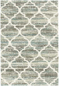 Distressed Trellis Design Mehari Shaggy Rug (23090-6959) Size: 240 x 305cm