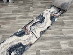 Abstract Marble Swirl Pattern Argentum Hallway Runner Size: 67cm wide x Cut to order