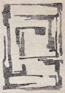 Modern Graphic Cream and Black Mehari Rug (23403-6258) Size: 200 x 290cm