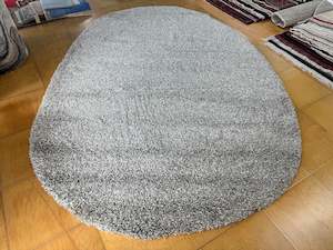 Plain: Twilight Shaggy Silver Ivory Mix Pebble Shape Rug Size: 240 x 340cm (39001-6699)