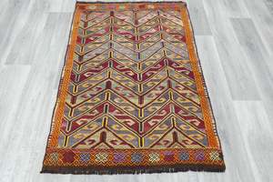 Multi: Turkish Kilim Rug 140 x 102cm | Handwoven Anatolian Geometric Design