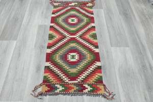 Multi: Authentic Handwoven Turkish Kilim Runner Rug 116 x 53cm | Anatolian Wool Flatweave