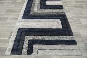 Modern Greek Key Textured California Shaggy Rug