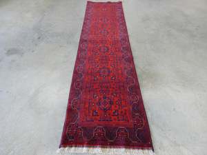Warm Tones: Hand Knotted Afghan Belgique Hallway Runner Size: 76cm x 293cm