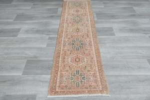 Vintage Turkish Oushak Rug Runner 188 x 60cm | Handmade Wool Hallway Runner | On&hellip;