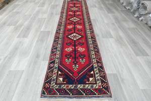 Warm Tones: Vintage Handmade Tribal Rug Runner 384 x 77cm | Wool Hallway Runner | One of a Kind