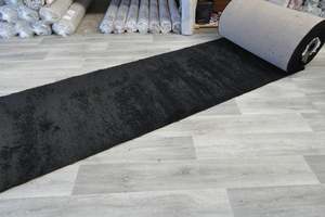 Plush Luxury Solid Black Dream Shaggy Runner 100cm Wide x Cut to Order