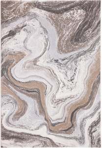 Cool Tones: Abstract Sandstone Marble Pattern Argentum Rug (63436-9283)