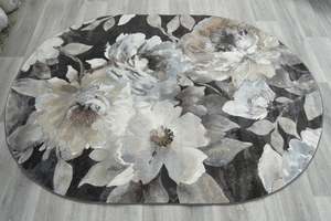 Contemporary Floral Design Argentum Oval Rug Size: 160 x 230cm (63421-3243)
