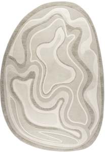 Beige: Modern Abstract Design Argentum Pebble Shape Rug Size: 160 x 230cm (63542-6575)