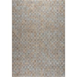 Modern Silver & Taupe Checkerboard Argentum Rug Size: 200 x 290cm (63984-7293)