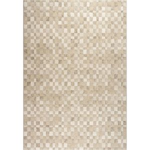 Modern Cream & Taupe Checkerboard Argentum Rug Size: 280 x 380cm (63984-6575)