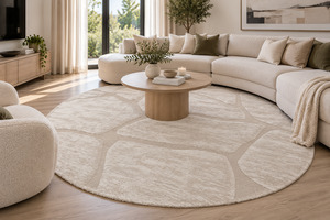 Modern High-Low Carved Stone Lux Textured Masai Round Rug Size: 300 x 300cm (14067-2383)