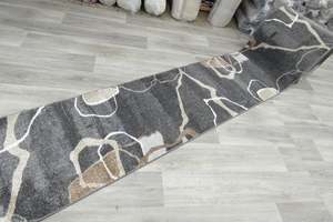 Abstract Charcoal & Beige Contour Madison Hallway Runner 67cm Wide x Cut to Orde&hellip;