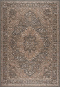 Cool Tones: Traditional Earthy Mocha & Grey Medallion Outdoor Bohemia Rug