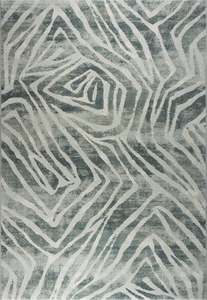 Contemporary Geometric Wave Abstract Argentum Rug (63990-4299)
