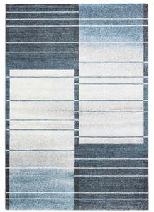 Modern Ocean Blue & Slate Block Linear Madison Rug Size: 200 x 250cm (34023-3151)