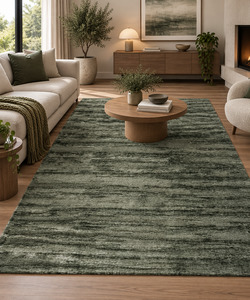 Plain: Modern Forest Green Lux Textured Limba Rug (13025-4373)