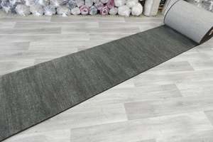 Plain: Minimalist Textured Granite Green Argentum Hallway Runner Size: 80cm Wide x Cut to Order (63078-4234)