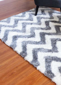 Shag Rugs: White And Grey Modern Shaggy Rug