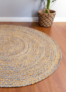 Jute Rugs Nz: Yellow & Grey Handmade Jute Round Rug