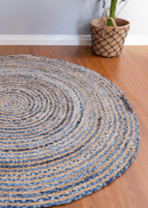 Jute Rugs Nz: Denim Handmade Jute Round Rug