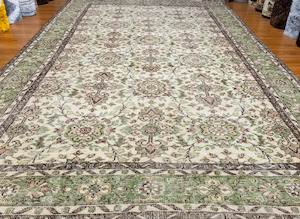 Vintage Hand-Knotted Distressed Turkish Rug