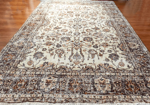 Vintage Hand-Knotted Distressed Turkish Rug
