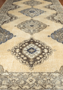 Turkish Rugs Nz: Vintage Hand- Knotted Turkish Wool Runner Rug