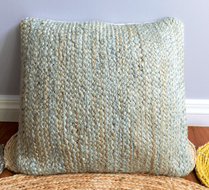 Teal Green Jute Cushion