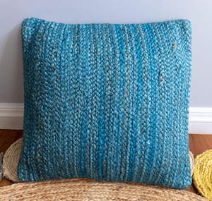 Teal Blue Jute Cushion