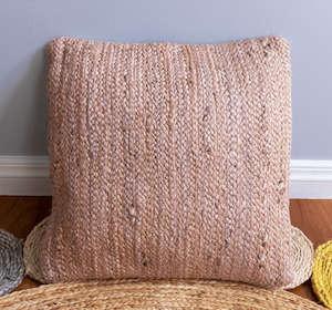 Natural Jute Cushions: Baby Pink Jute Cushion