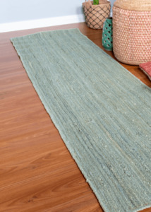 Hallway Runner Rugs: Light Sky Blue Jute Runner Rug