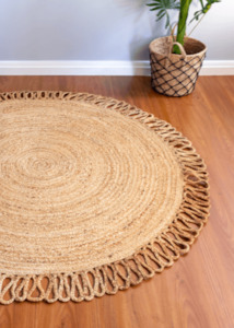 Round Rugs: Designer Plain Handmade Jute Round Rug